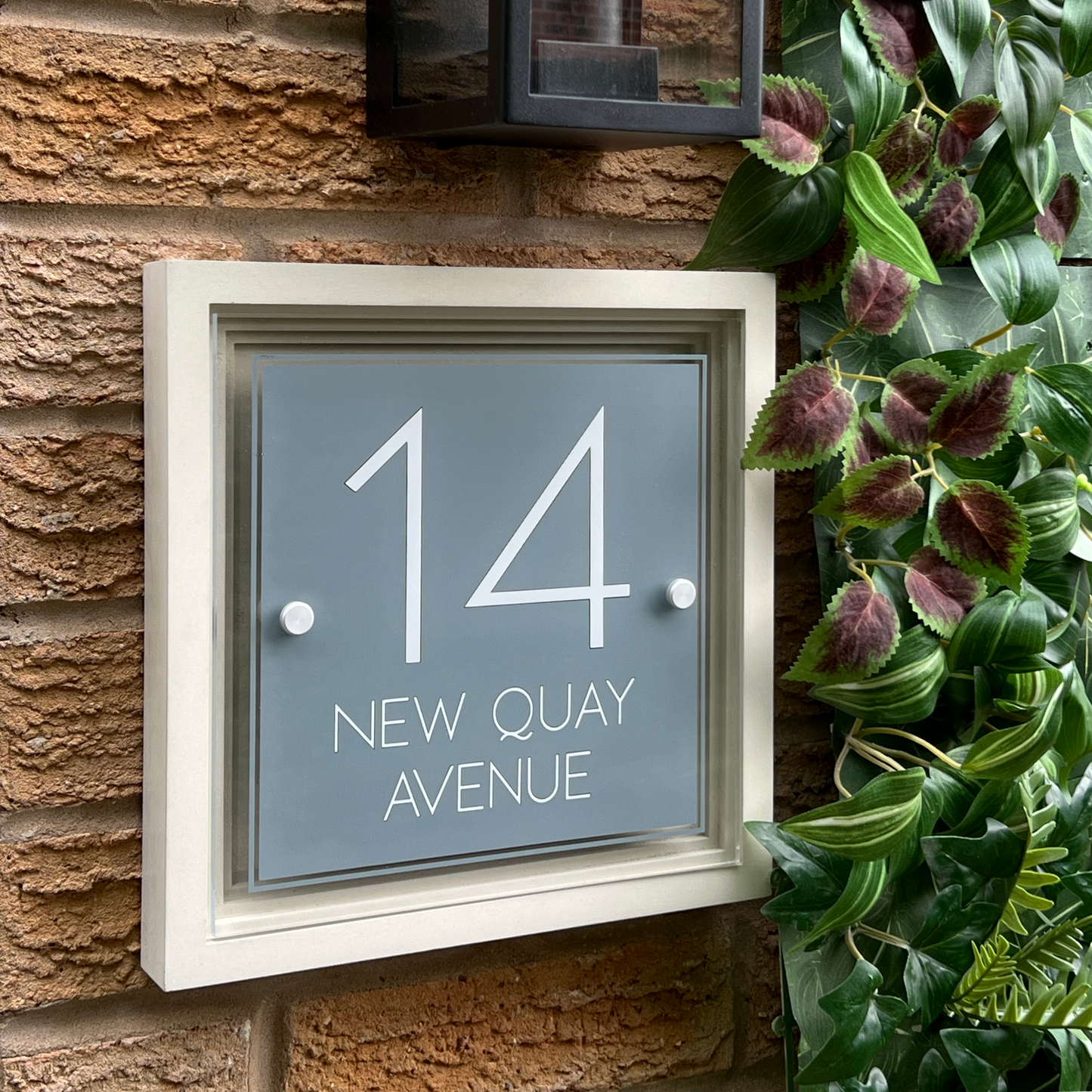 Signature Blocus | Personalised Designer House Sign with Acrylic Front & Portland Stone Coffered Back