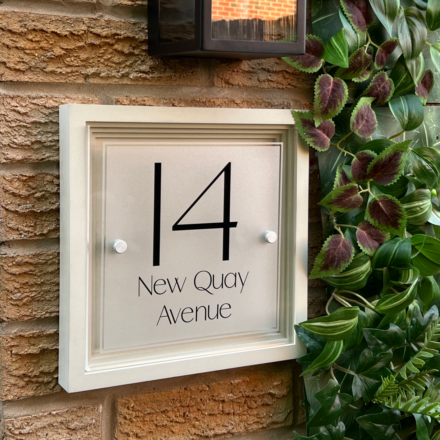 Signature Blocus | Personalised Designer House Sign with Acrylic Front & Portland Stone Coffered Back