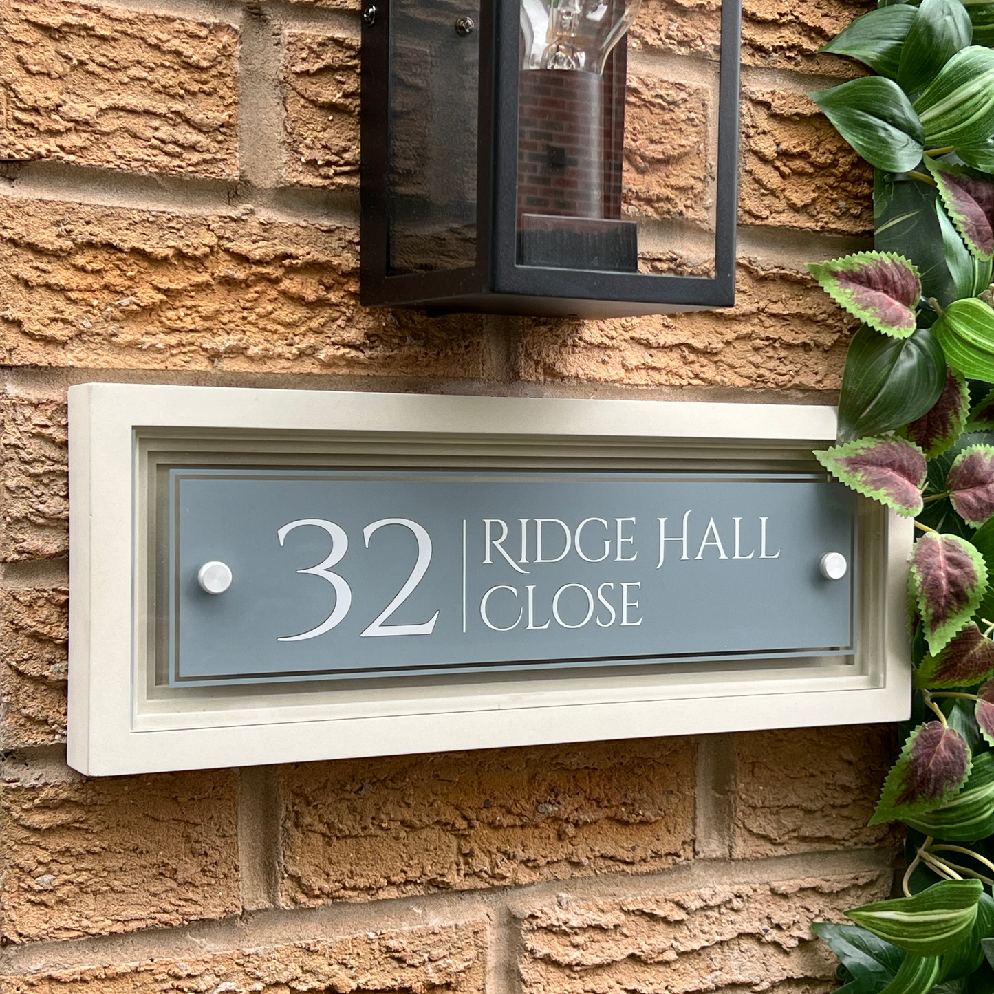 Signature Rectangulum | Personalised Designer House Sign with Acrylic Front & Cast Stone Coffered Back