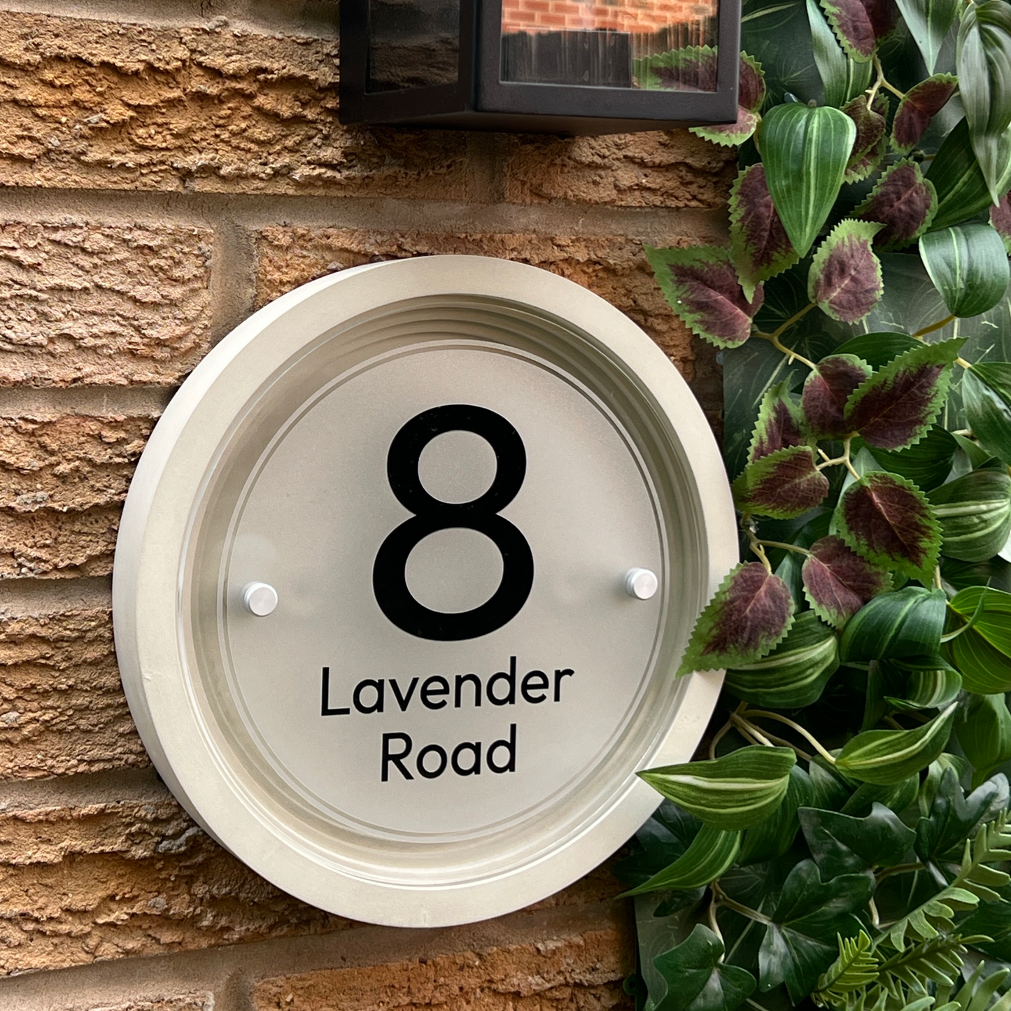 Signature Circulus | Personalised Designer House Sign with Acrylic Front & Portland Stone Coffered Back