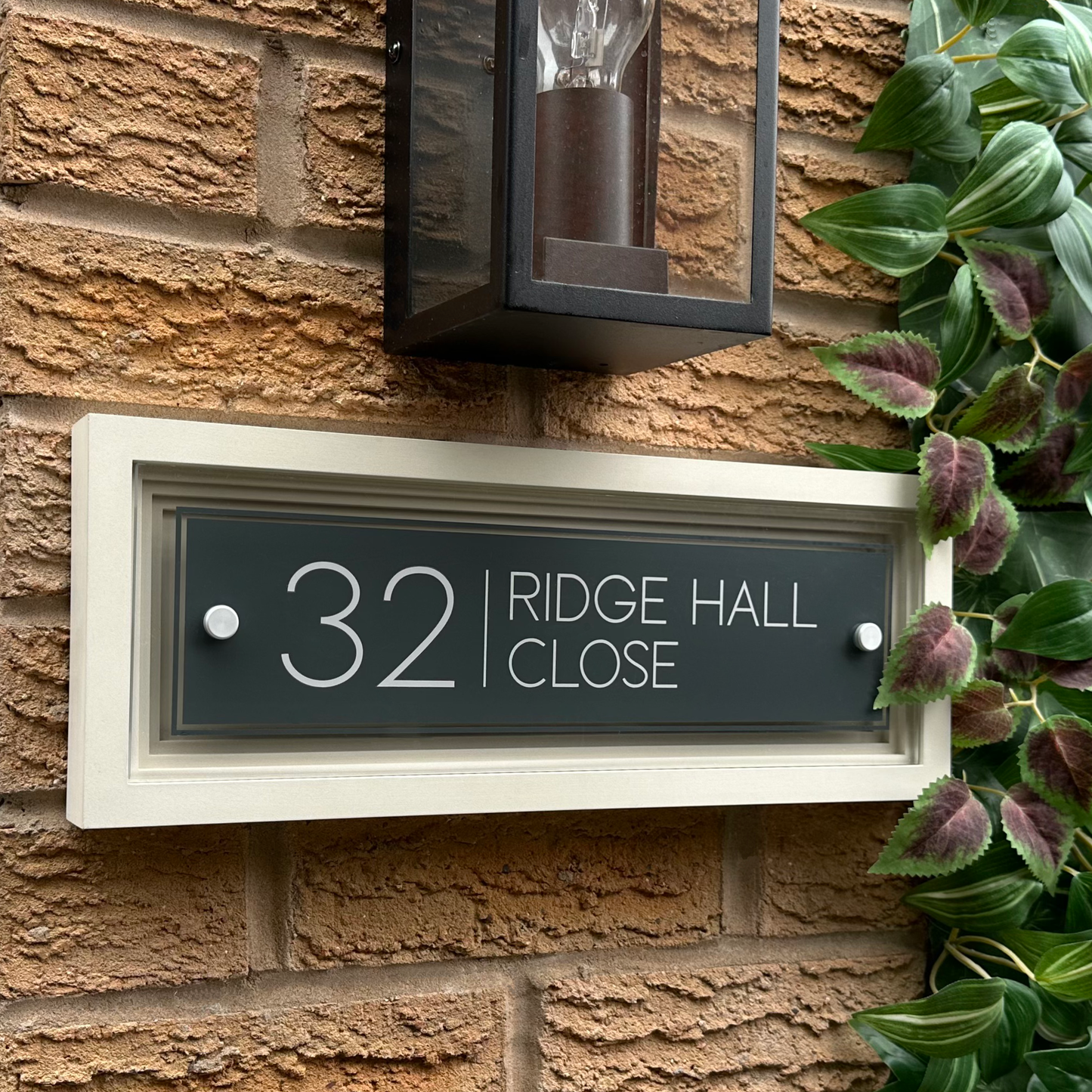 Signature Rectangulum | Personalised Designer House Sign with Acrylic Front & Portland Stone Coffered Back