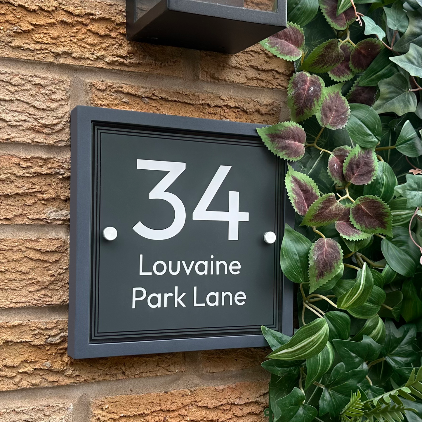 Edit Square | Personalised House Sign with Understated Anthracite Frame W230mm x H230mm