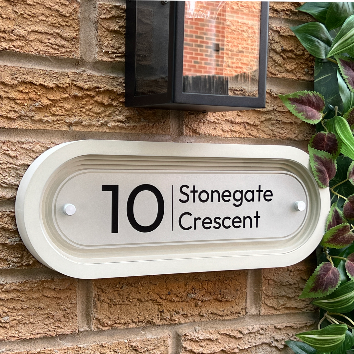 Signature Ovum | Personalised Designer House Sign with Acrylic Front & Cast Stone Coffered Back