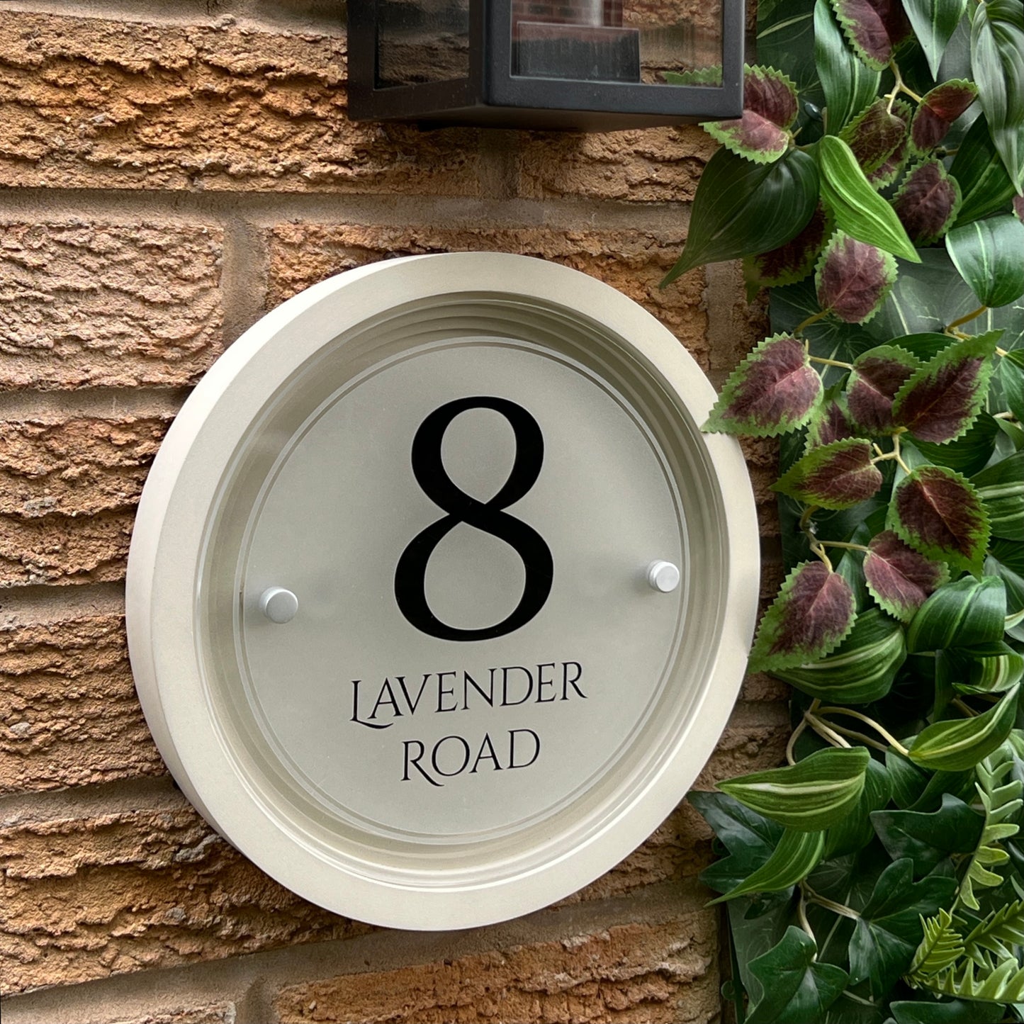 Signature Circulus | Personalised Designer House Sign with Acrylic Front & Portland Stone Coffered Back