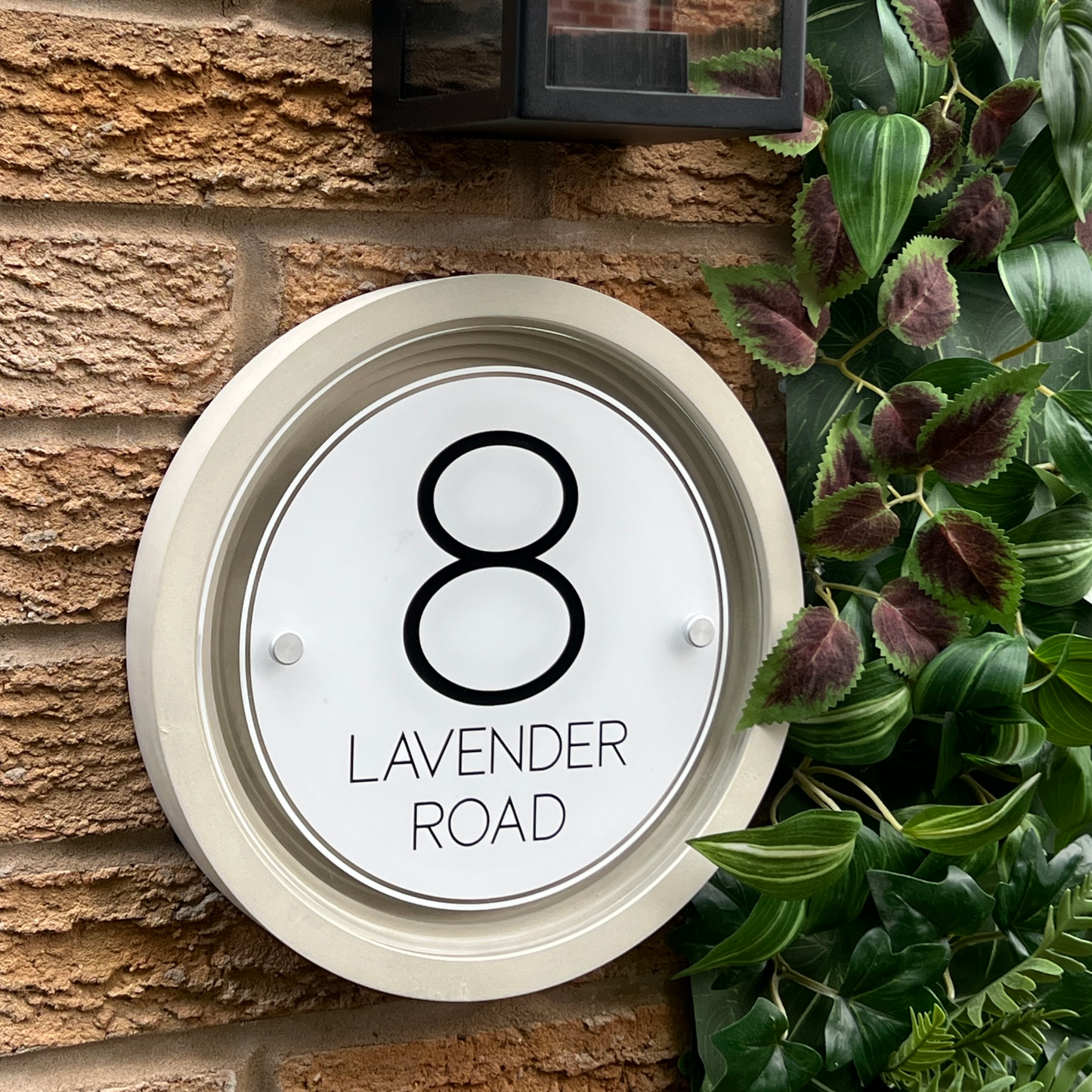 Signature Circulus | Personalised Designer House Sign with Acrylic Front & Portland Stone Coffered Back