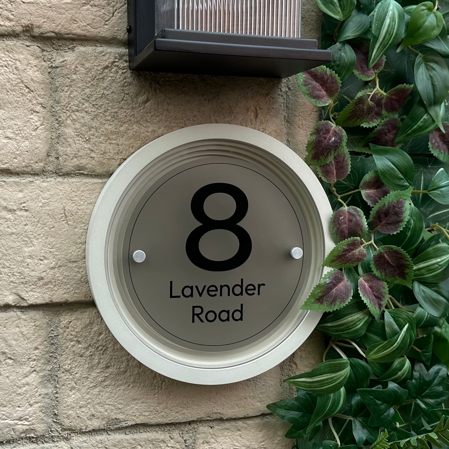 Signature Circulus | Personalised Designer House Sign with Acrylic Front & Portland Stone Coffered Frame