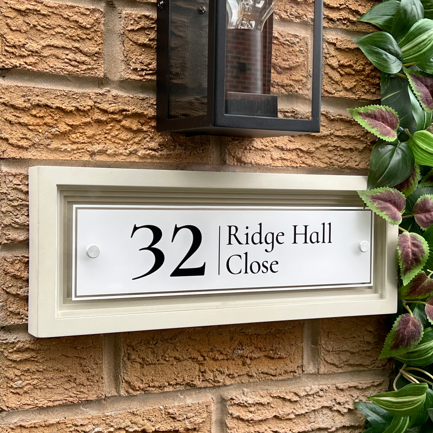 Signature Rectangulum | Personalised Designer House Sign with Acrylic Front & Cast Stone Coffered Back