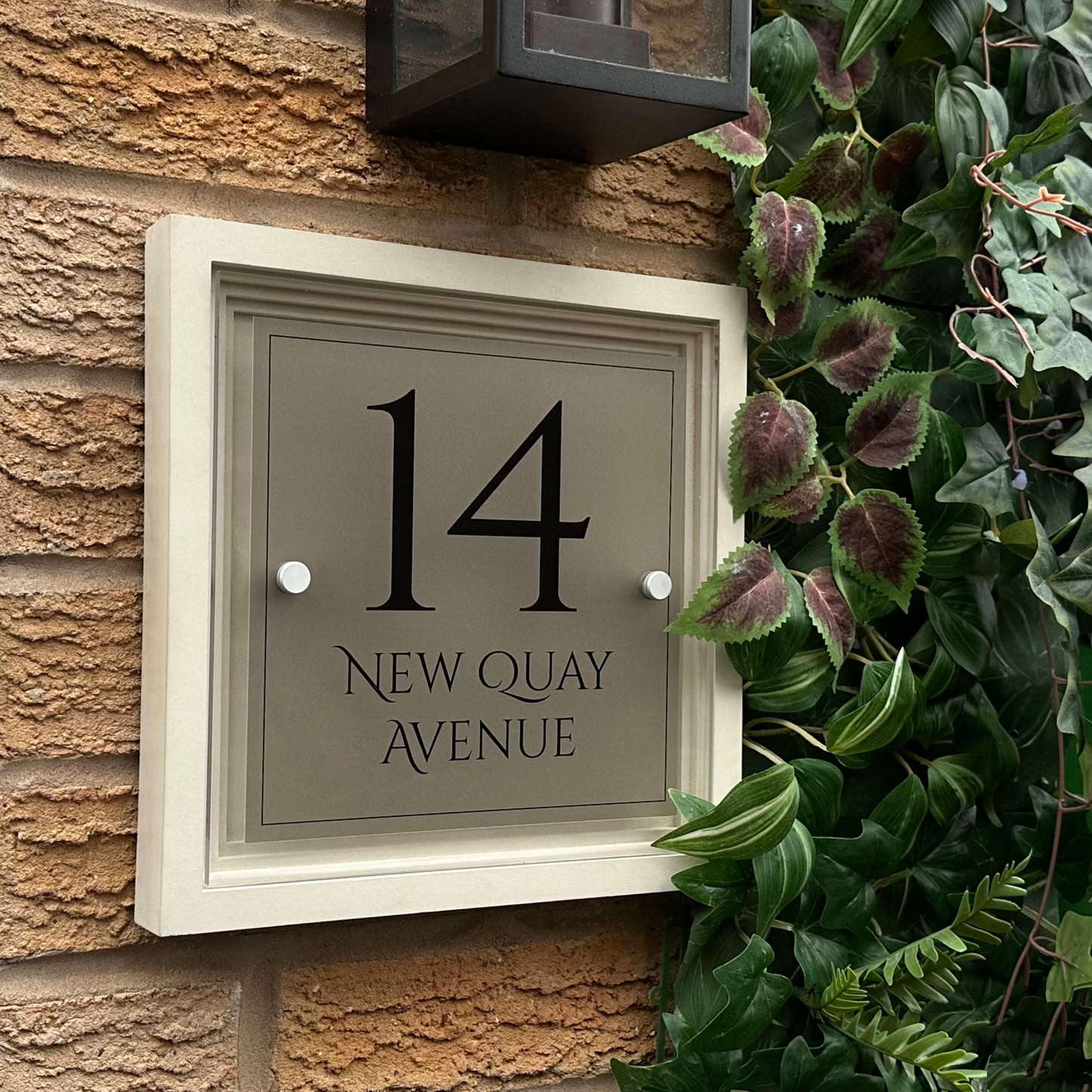 Signature Blocus | Personalised Designer House Sign with Acrylic Front & Portland Stone Coffered Back