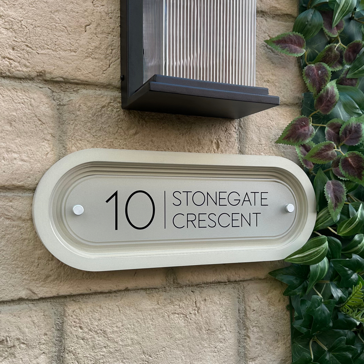 Signature Stadium | Personalised House Sign with Coffered Portland Stone Frame W400mm x H150mm