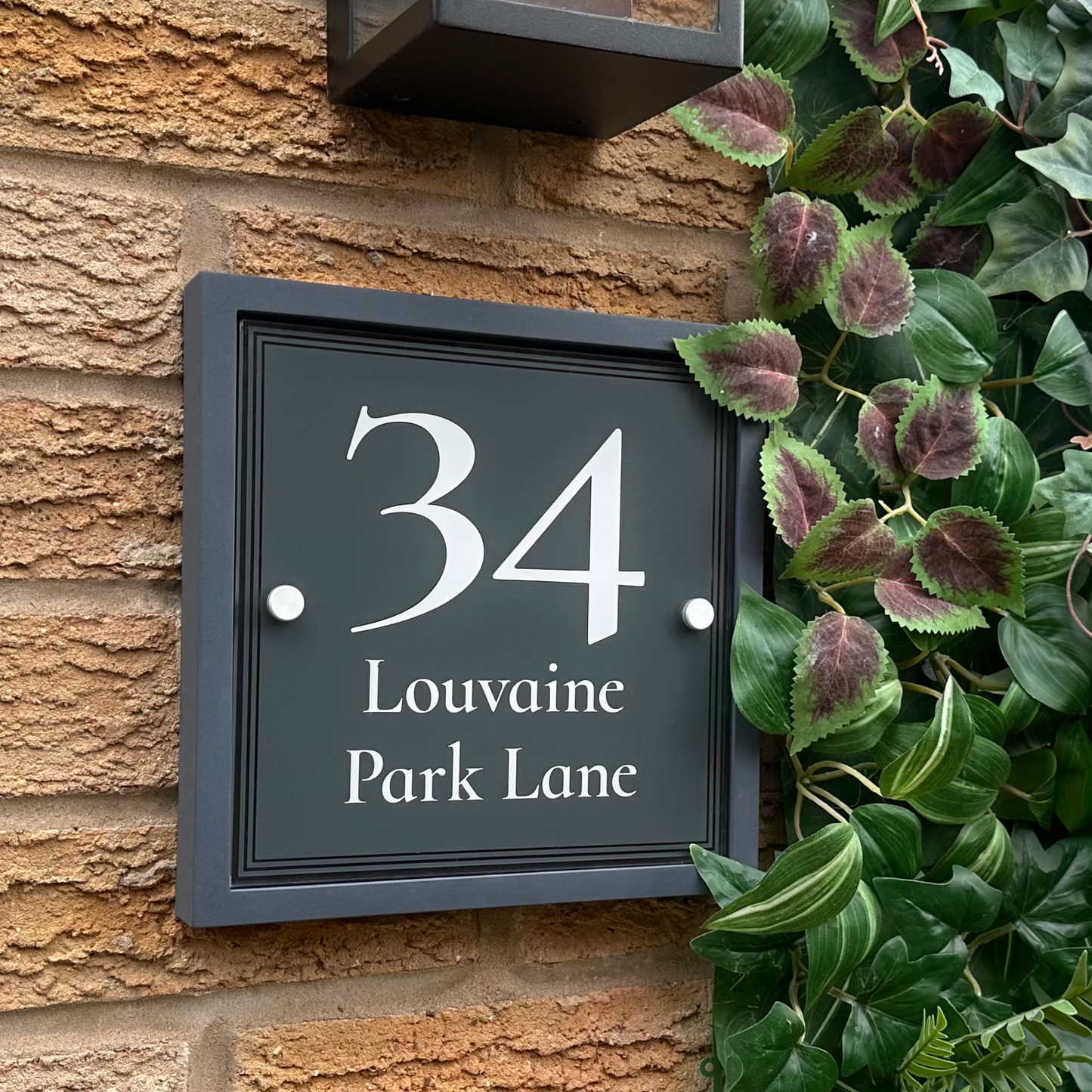 Edit Square | Personalised House Sign with Understated Anthracite Frame W230mm x H230mm