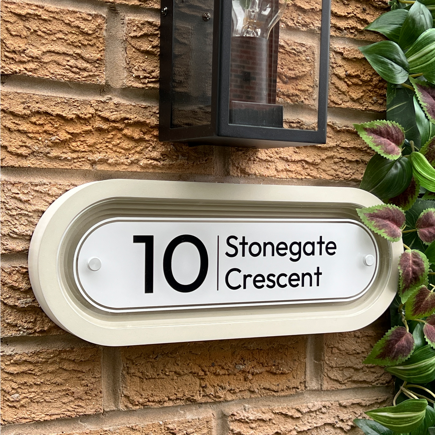 Signature Ovum | Personalised Designer House Sign with Acrylic Front & Cast Stone Coffered Back