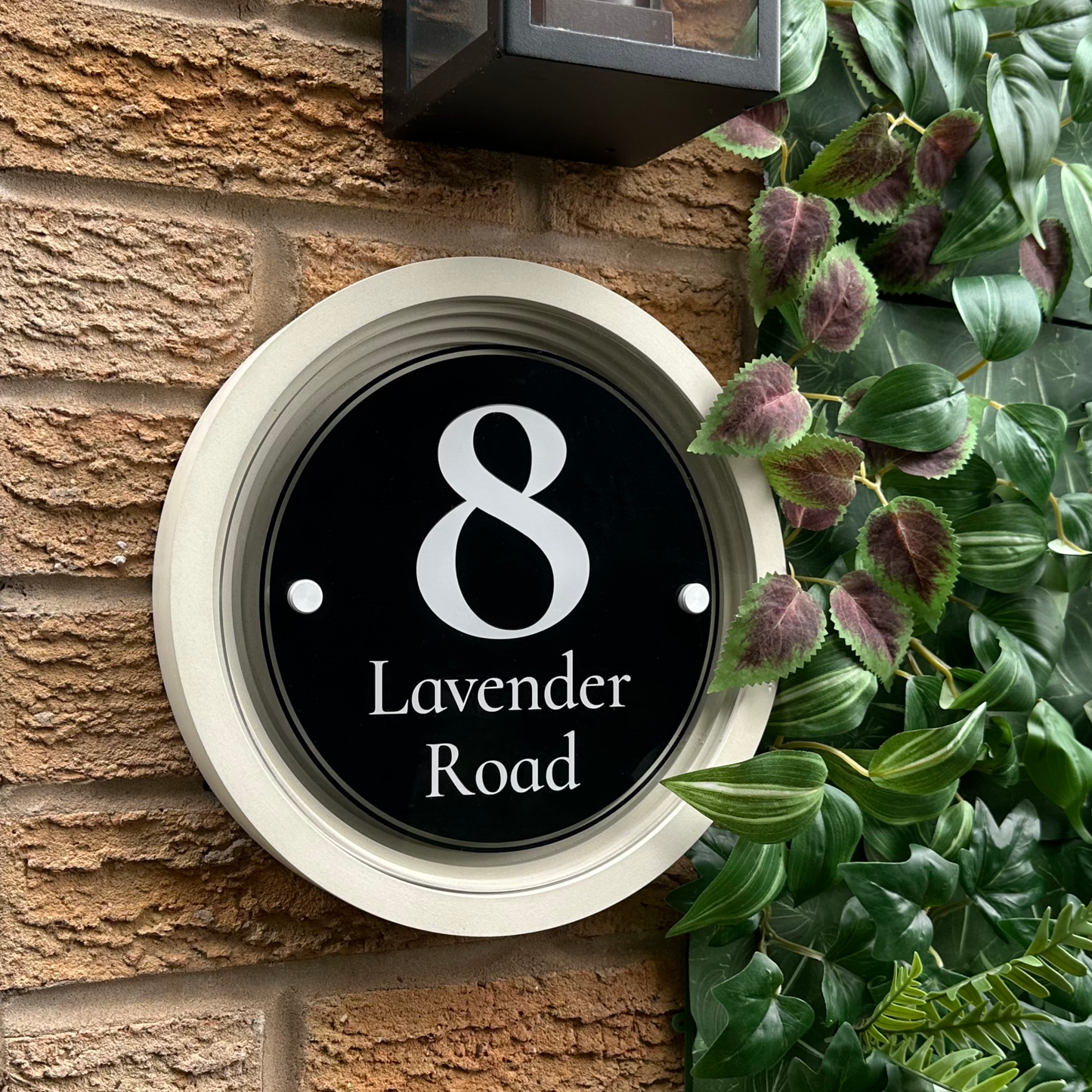 Signature Circulus | Personalised Designer House Sign with Acrylic Front & Portland Stone Coffered Back