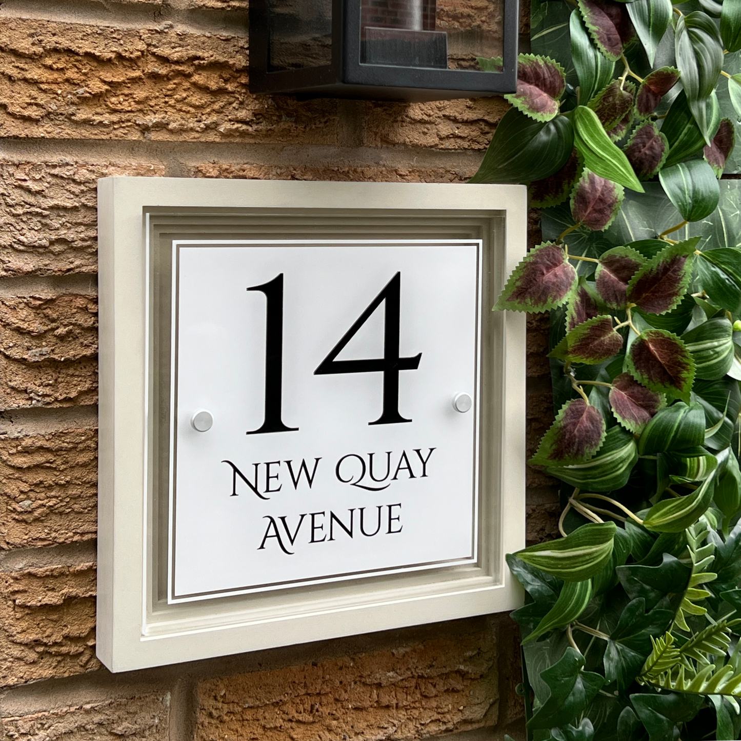 Signature Blocus | Personalised Designer House Sign with Acrylic Front & Portland Stone Coffered Back