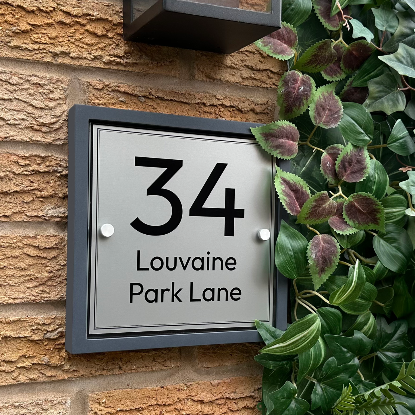 Edit Square | Personalised House Sign with Understated Anthracite Frame W230mm x H230mm