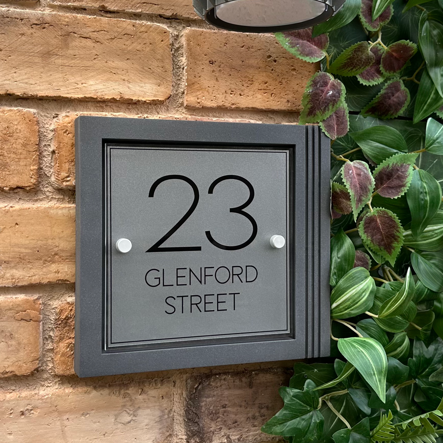 Urban Square | Personalised House Sign with Fluted Anthracite Frame W248mm x H229mm