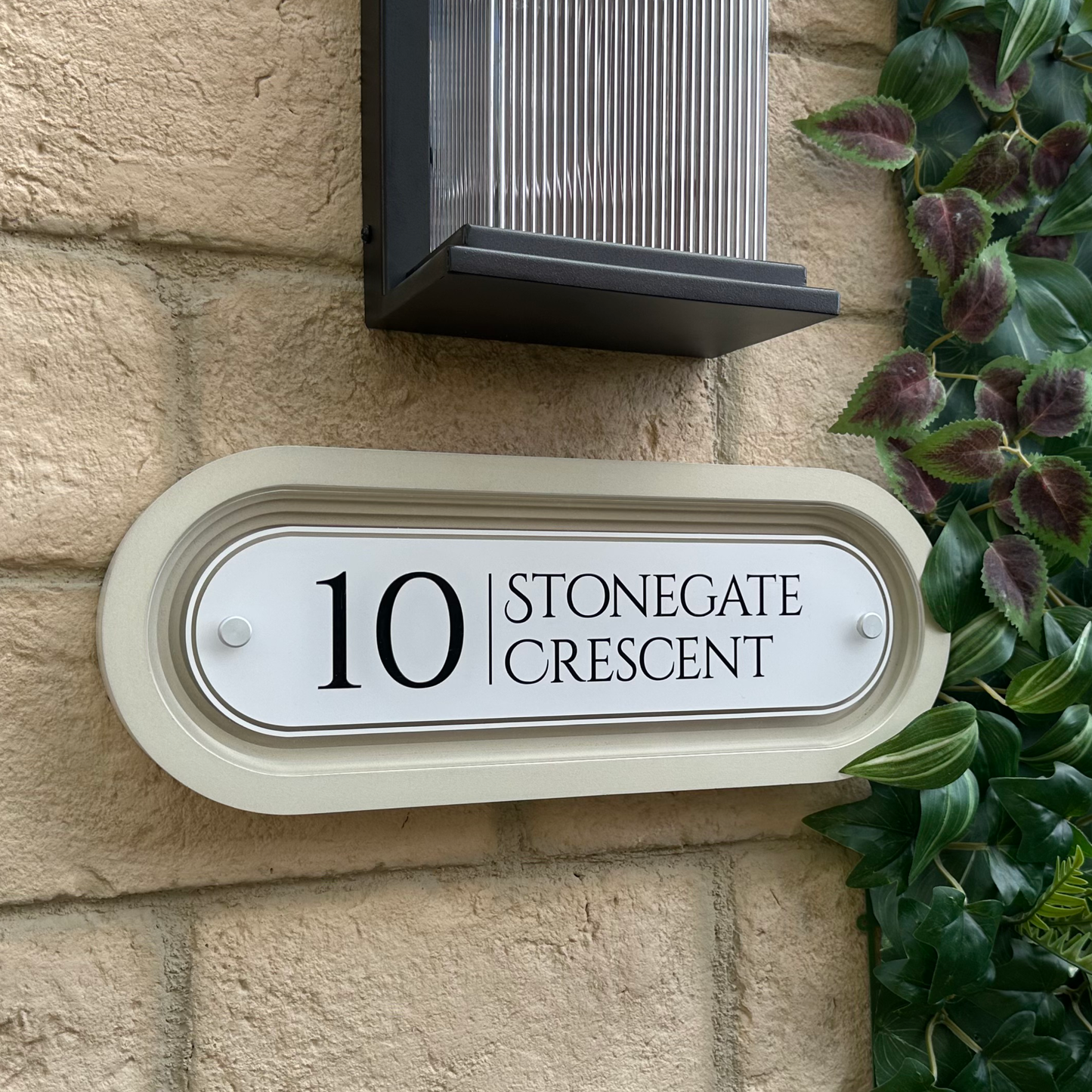 Signature Stadium | Personalised House Sign with Coffered Portland Stone Frame W400mm x H150mm