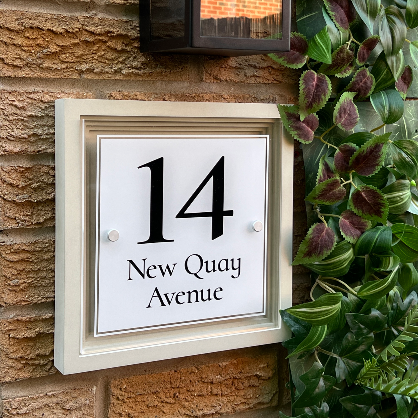 Signature Blocus | Personalised Designer House Sign with Acrylic Front & Portland Stone Coffered Back