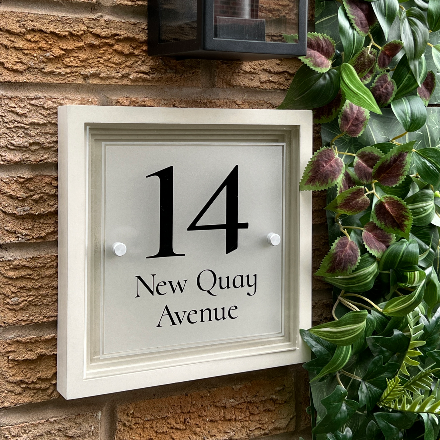 Signature Blocus | Personalised Designer House Sign with Acrylic Front & Portland Stone Coffered Back