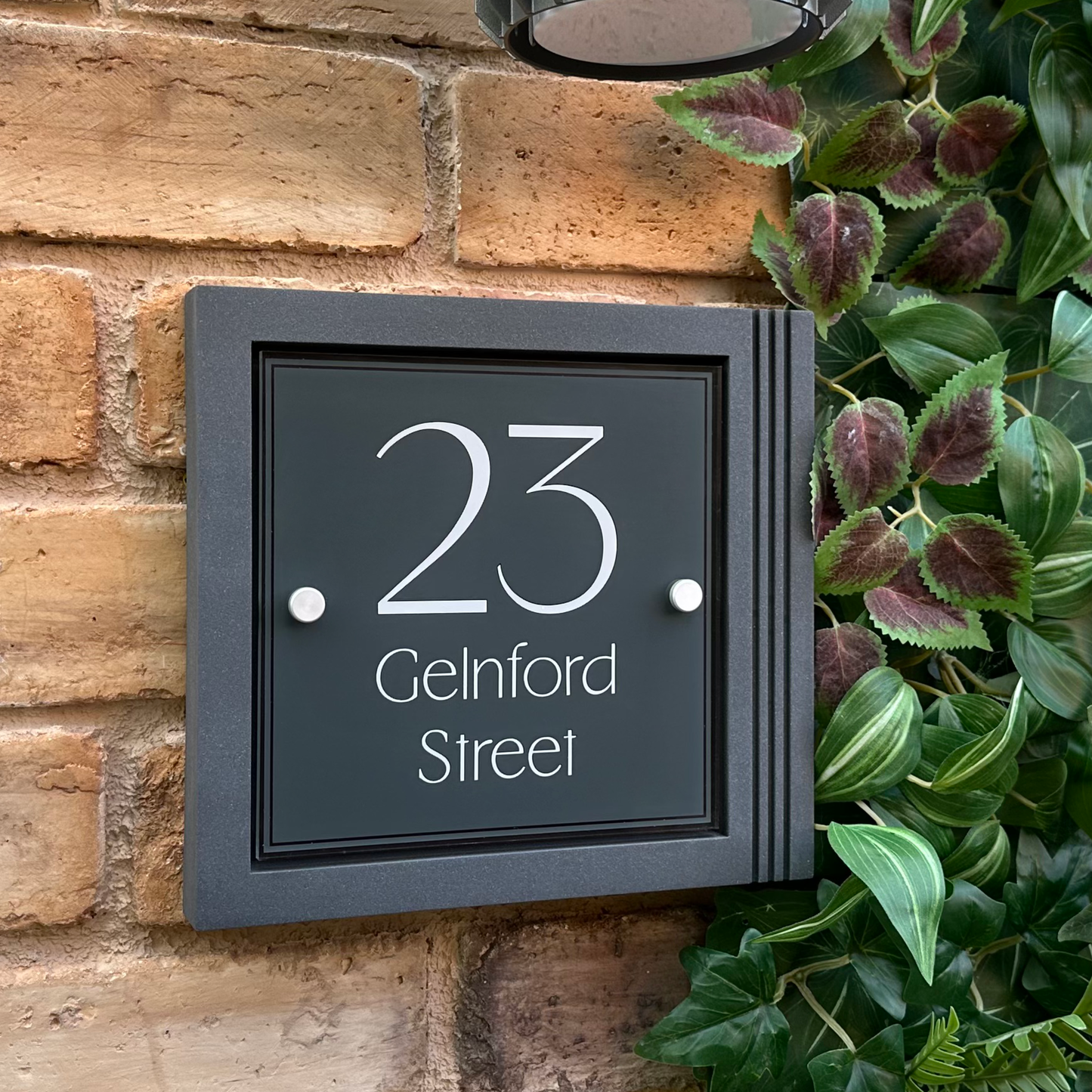 Urban Square | Personalised House Sign with Fluted Anthracite Frame W248mm x H229mm