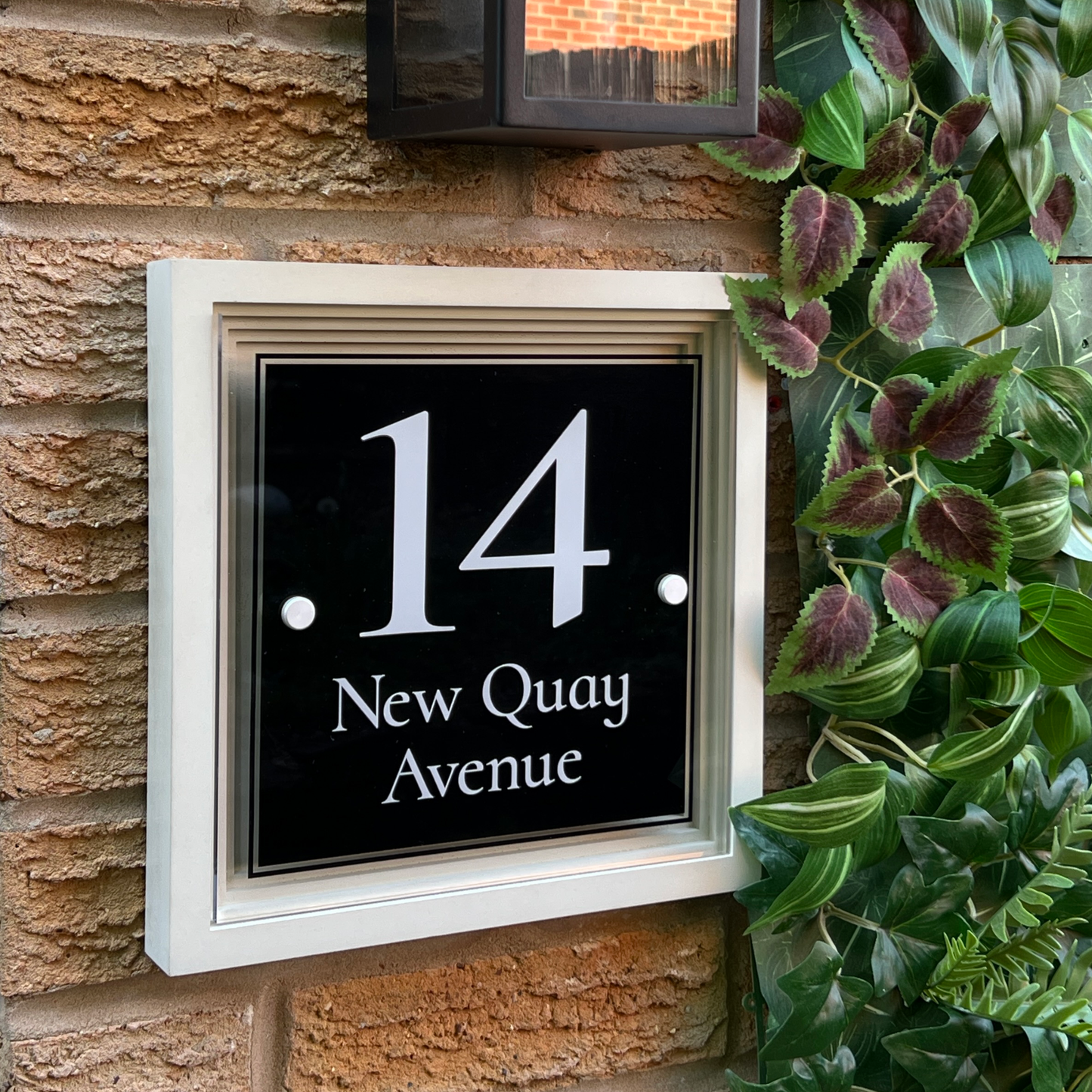 Signature Blocus | Personalised Designer House Sign with Acrylic Front & Portland Stone Coffered Back