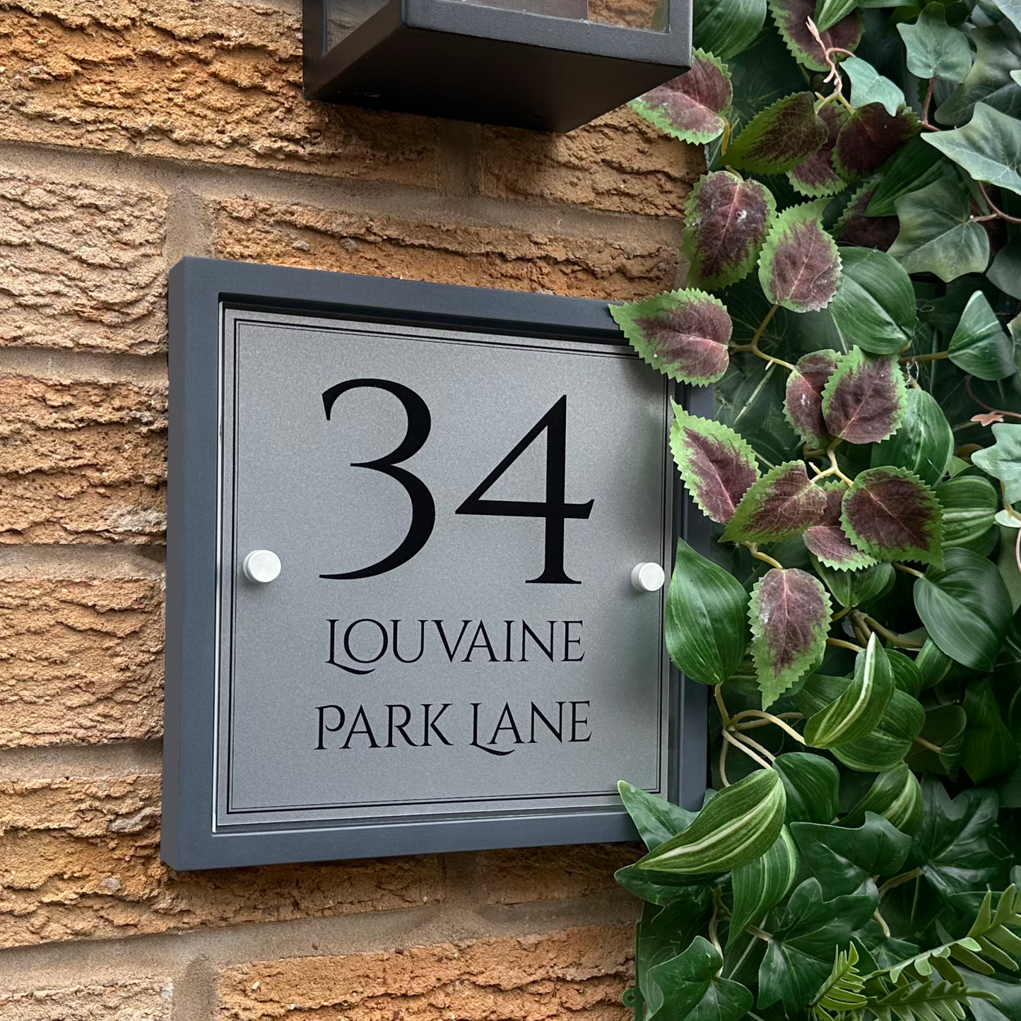 Edit Square | Personalised House Sign with Understated Anthracite Frame W230mm x H230mm