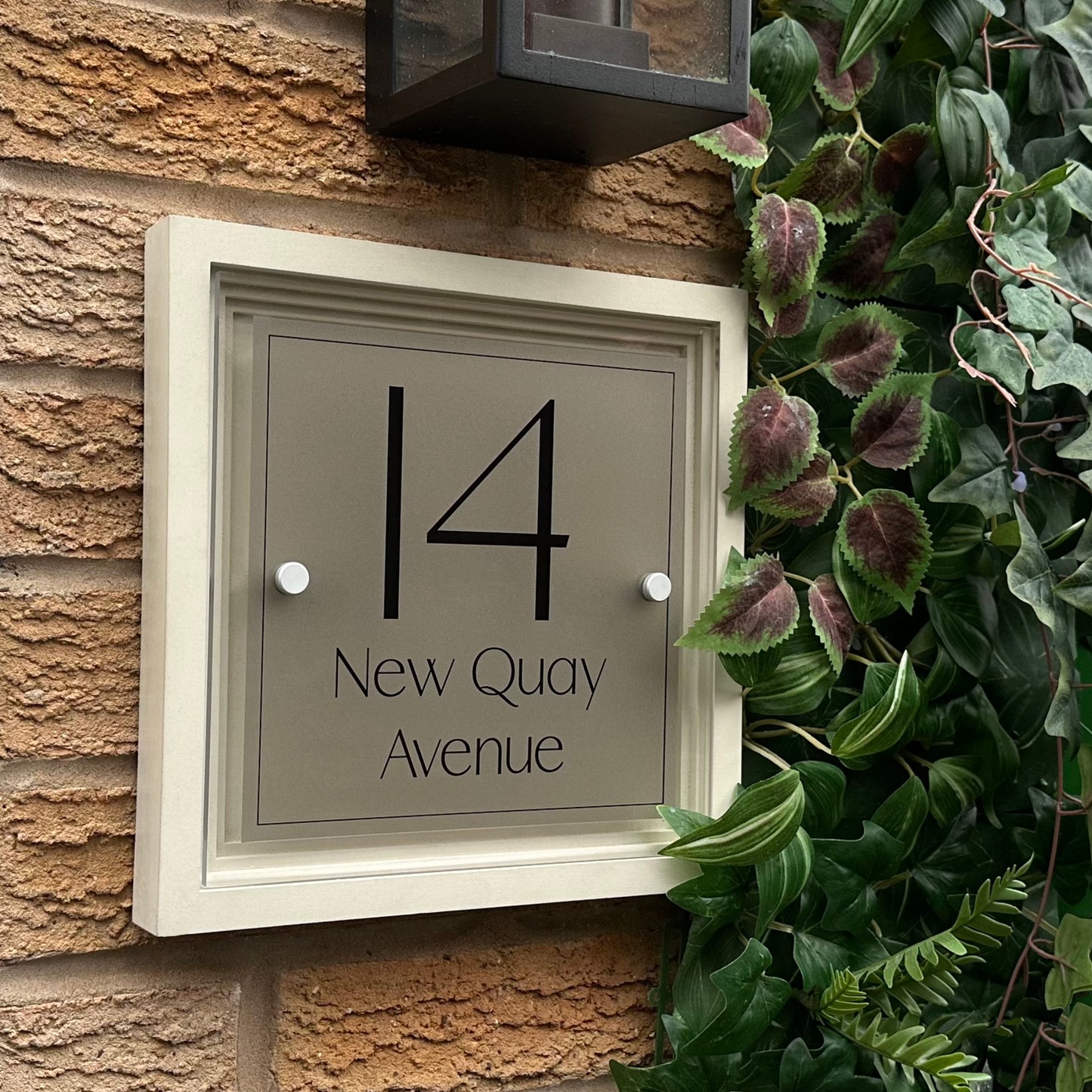 Signature Blocus | Personalised Designer House Sign with Acrylic Front & Portland Stone Coffered Back