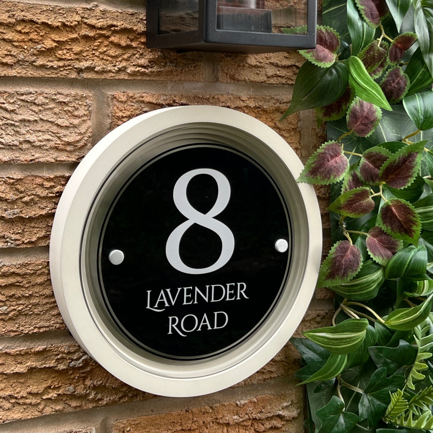 Signature Circulus | Personalised Designer House Sign with Acrylic Front & Portland Stone Coffered Back