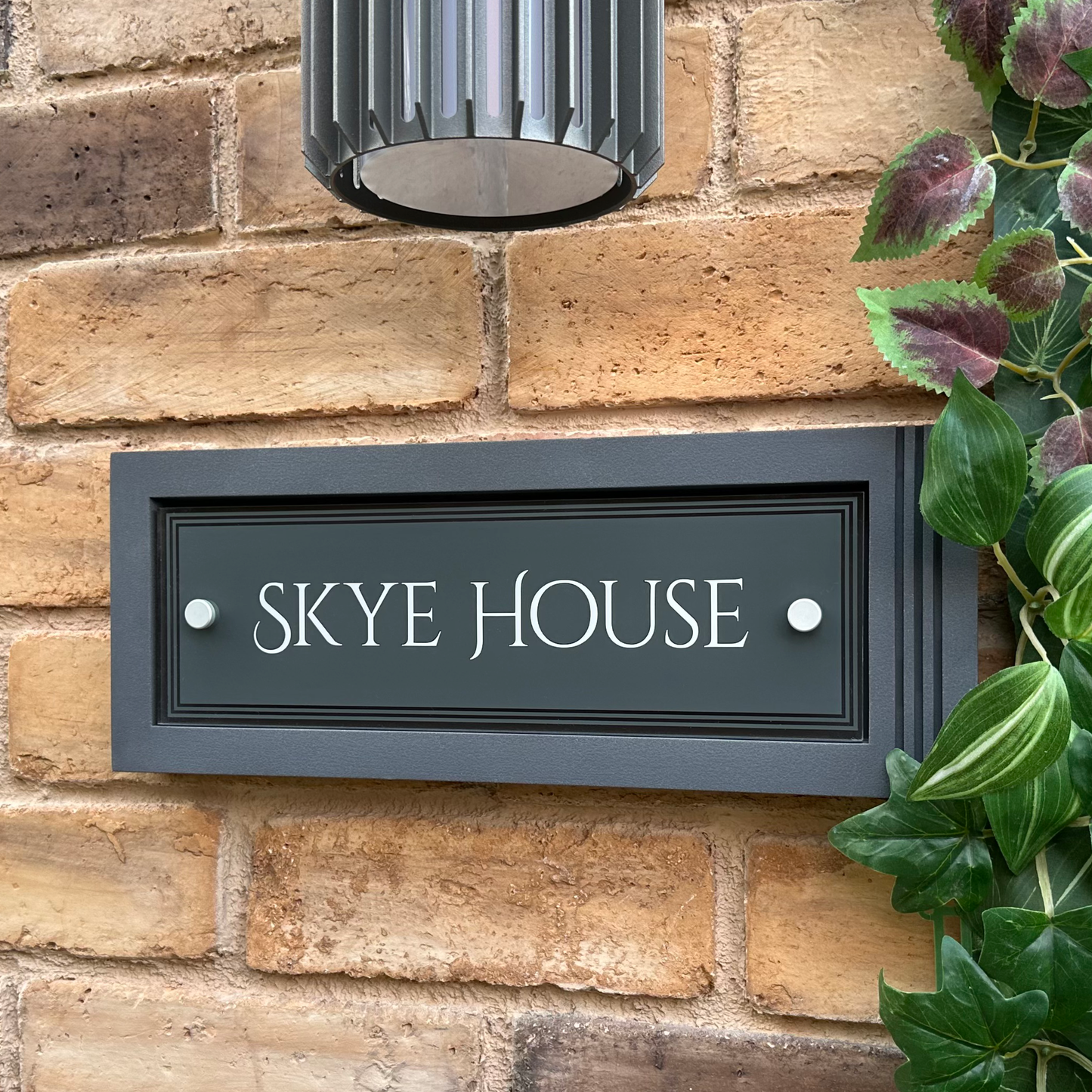 Urban Rectangle | Personalised House Sign with Fluted Anthracite Frame W371mm x H142mm