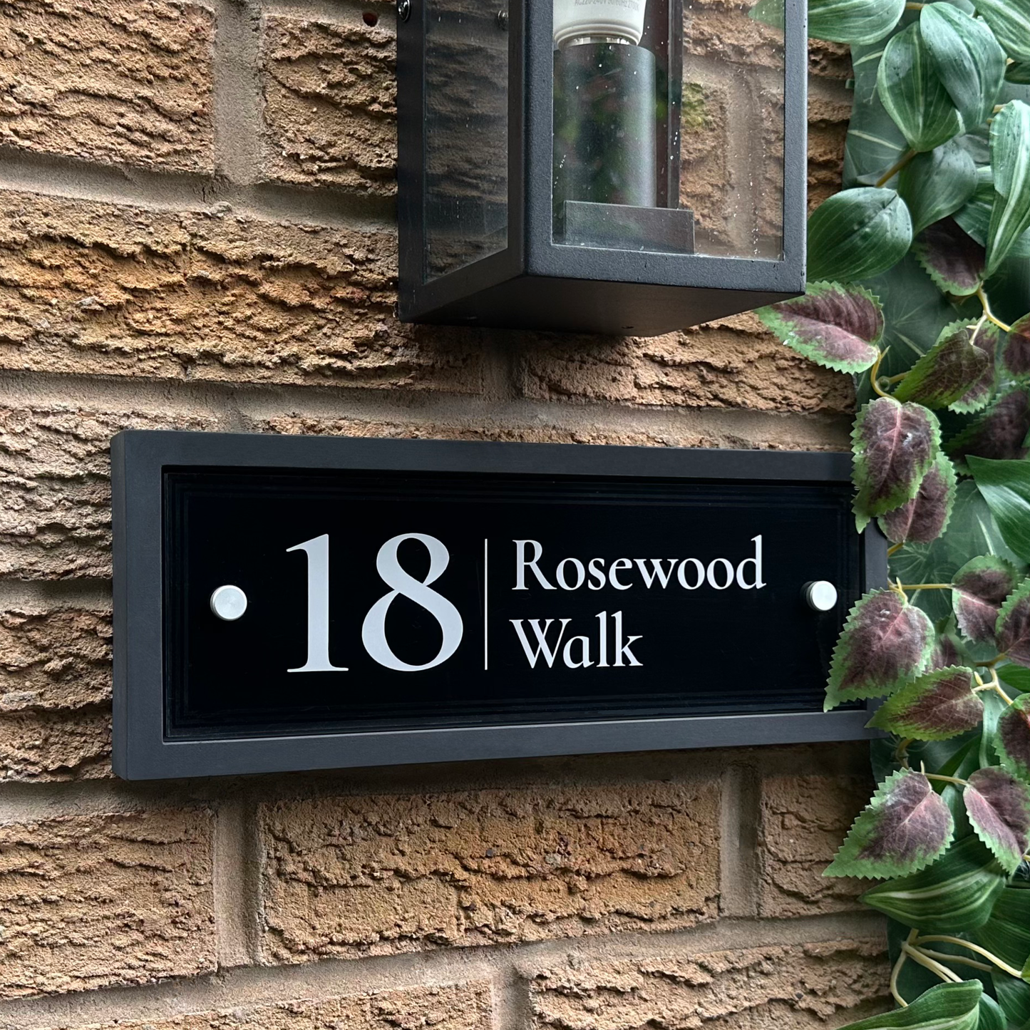 Edit Rectangle | Personalised House Sign with Understated Black Frame W335mm x H125mm