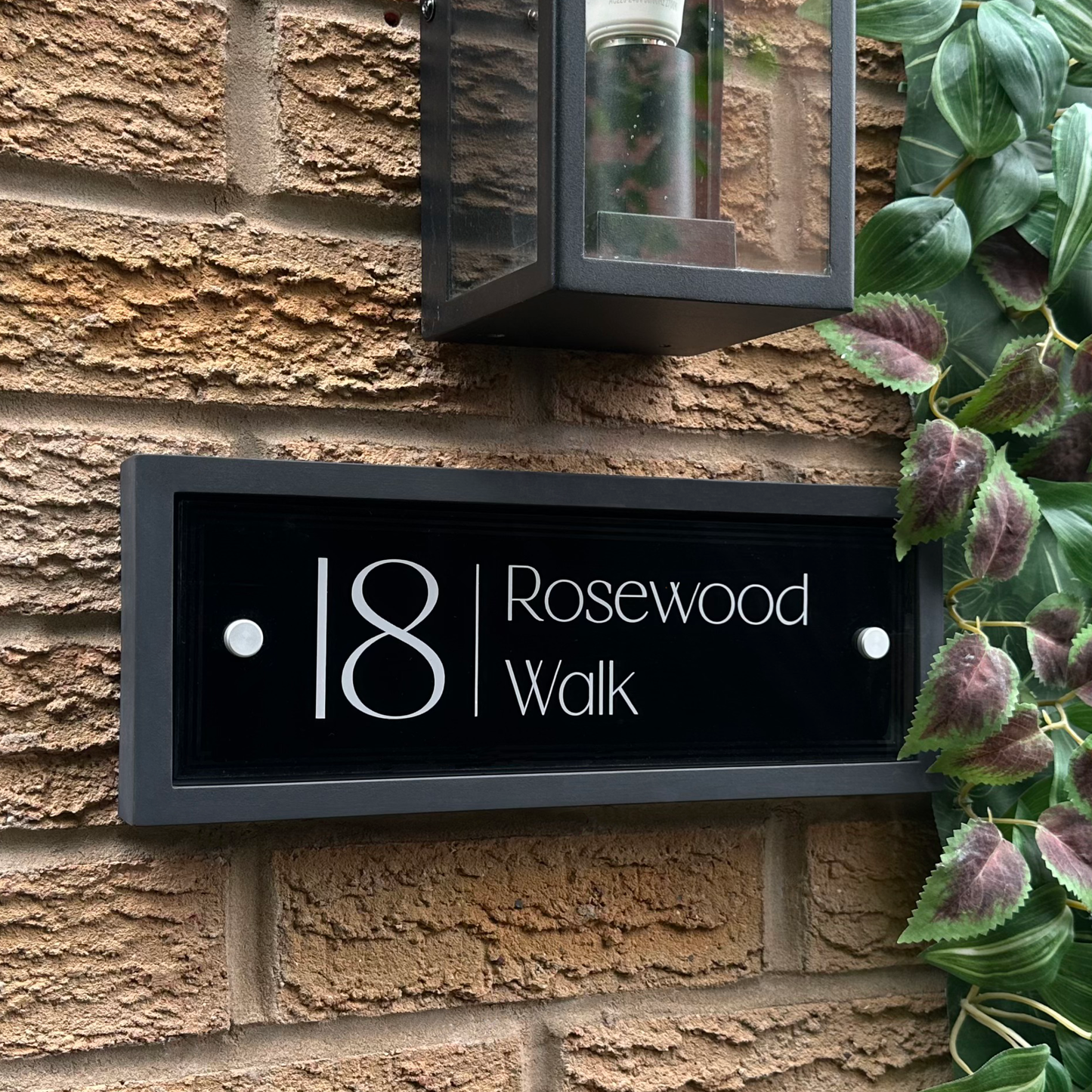 Edit Rectangle | Personalised House Sign with Understated Black Frame W335mm x H125mm