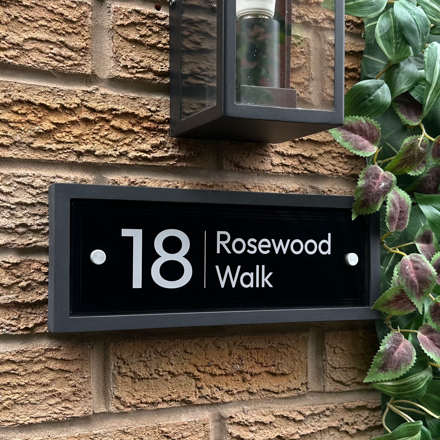 Edit Rectangle | Personalised House Sign with Understated Black Frame W335mm x H125mm