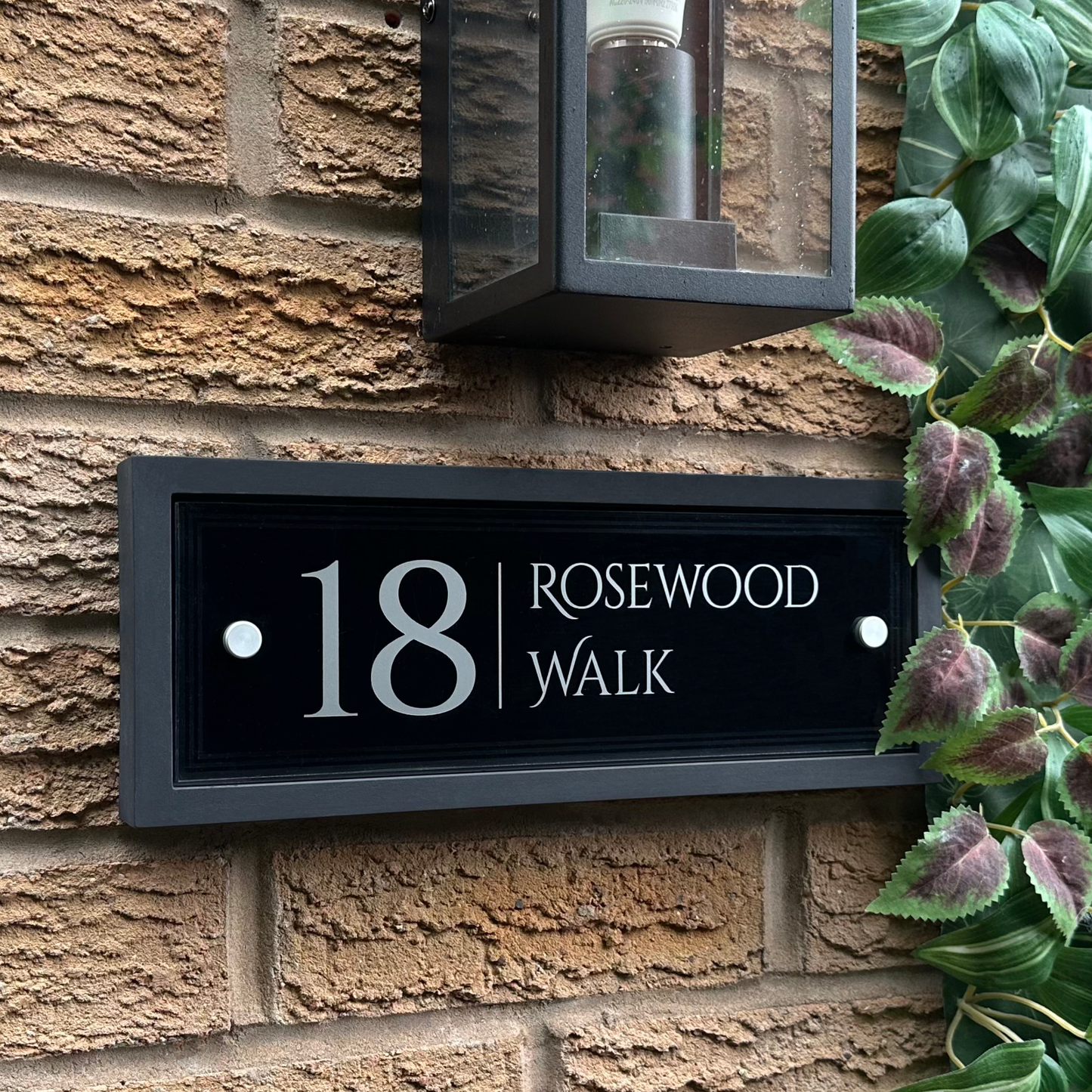 Edit Rectangle | Personalised House Sign with Understated Black Frame W335mm x H125mm