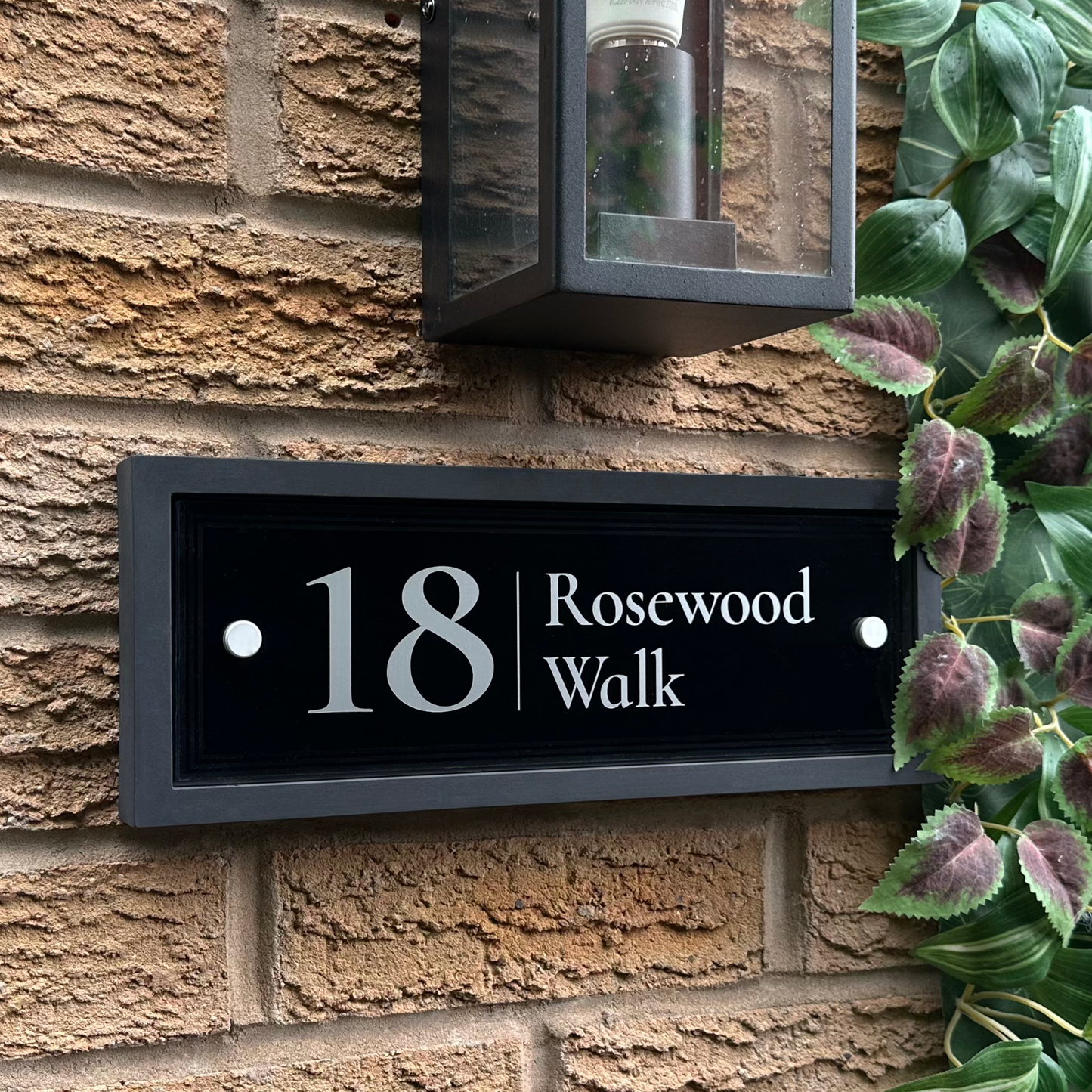 Edit Rectangle | Personalised House Sign with Understated Black Frame W335mm x H125mm