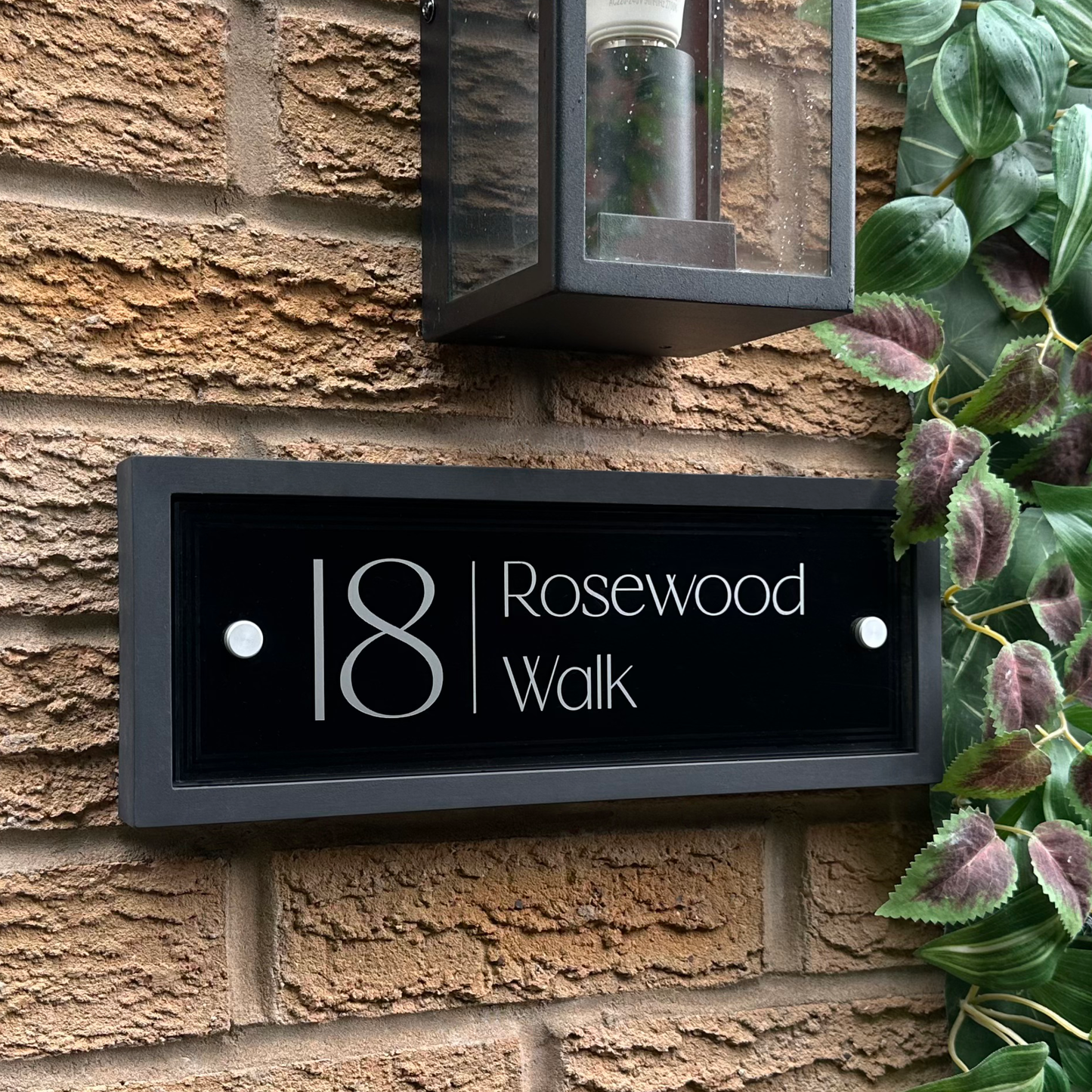 Edit Rectangle | Personalised House Sign with Understated Black Frame W335mm x H125mm