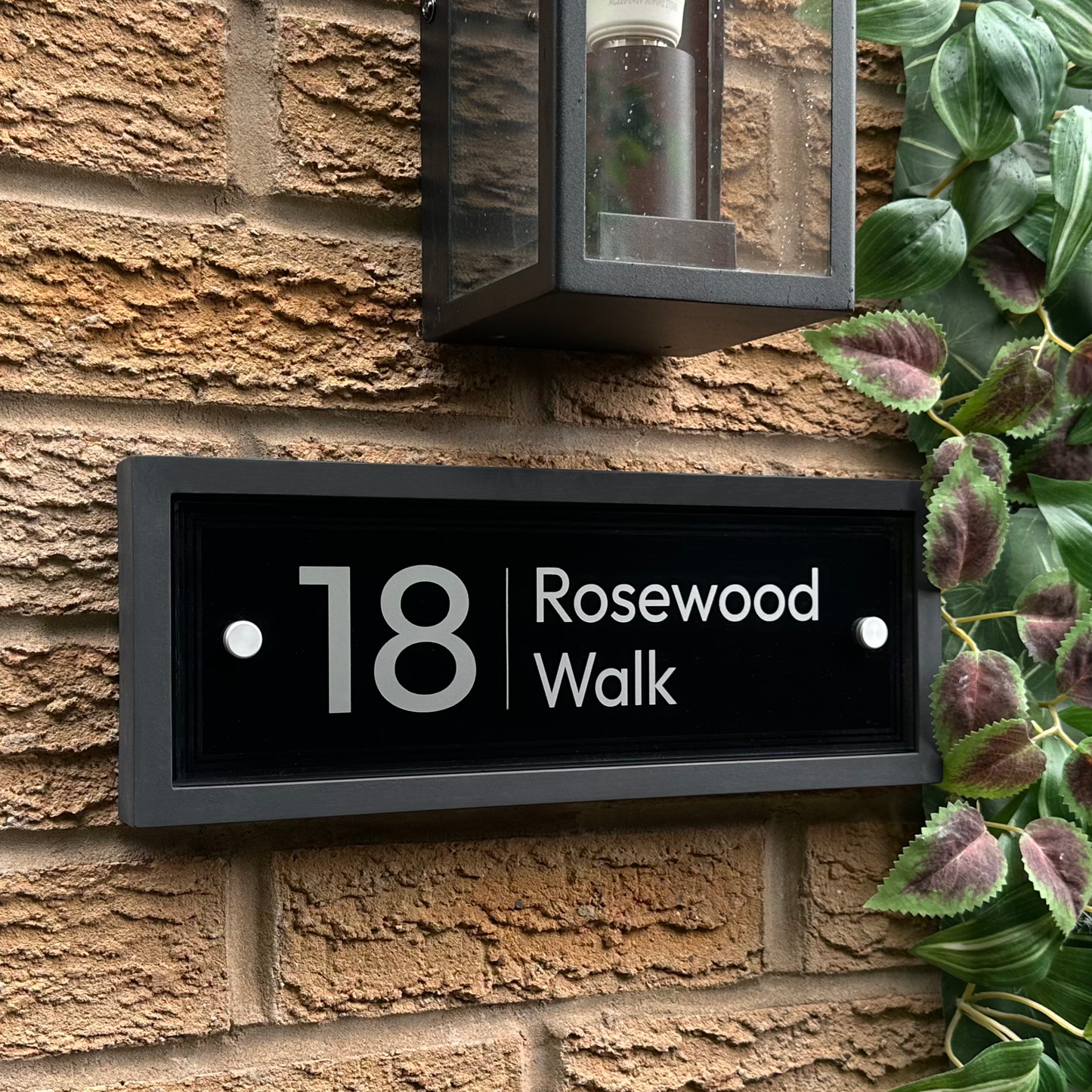 Edit Rectangle | Personalised House Sign with Understated Black Frame W335mm x H125mm