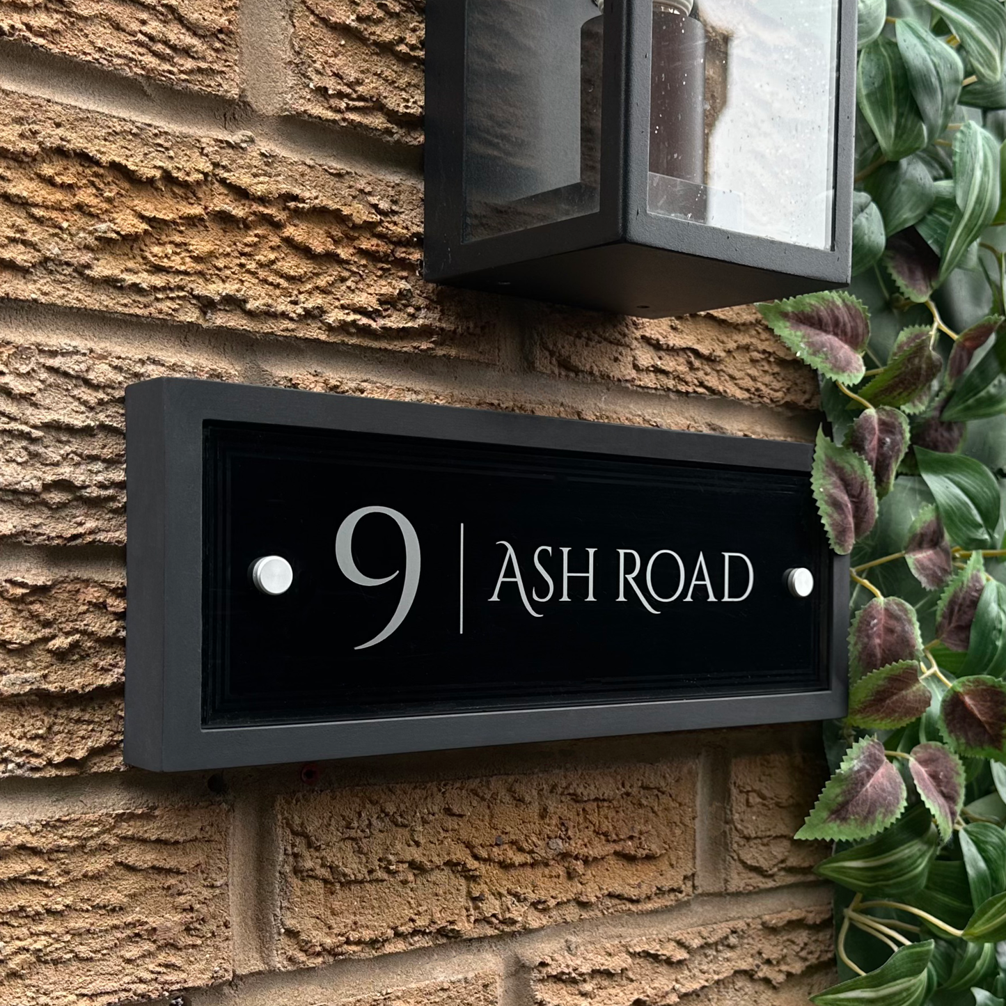 Edit Rectangle | Personalised House Sign with Understated Black Frame W335mm x H125mm