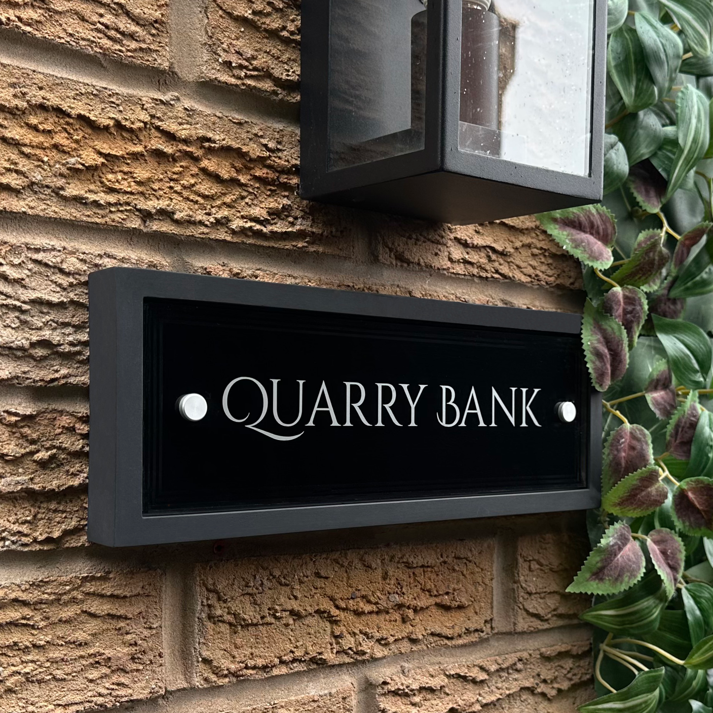 Edit Rectangle | Personalised House Sign with Understated Black Frame W335mm x H125mm