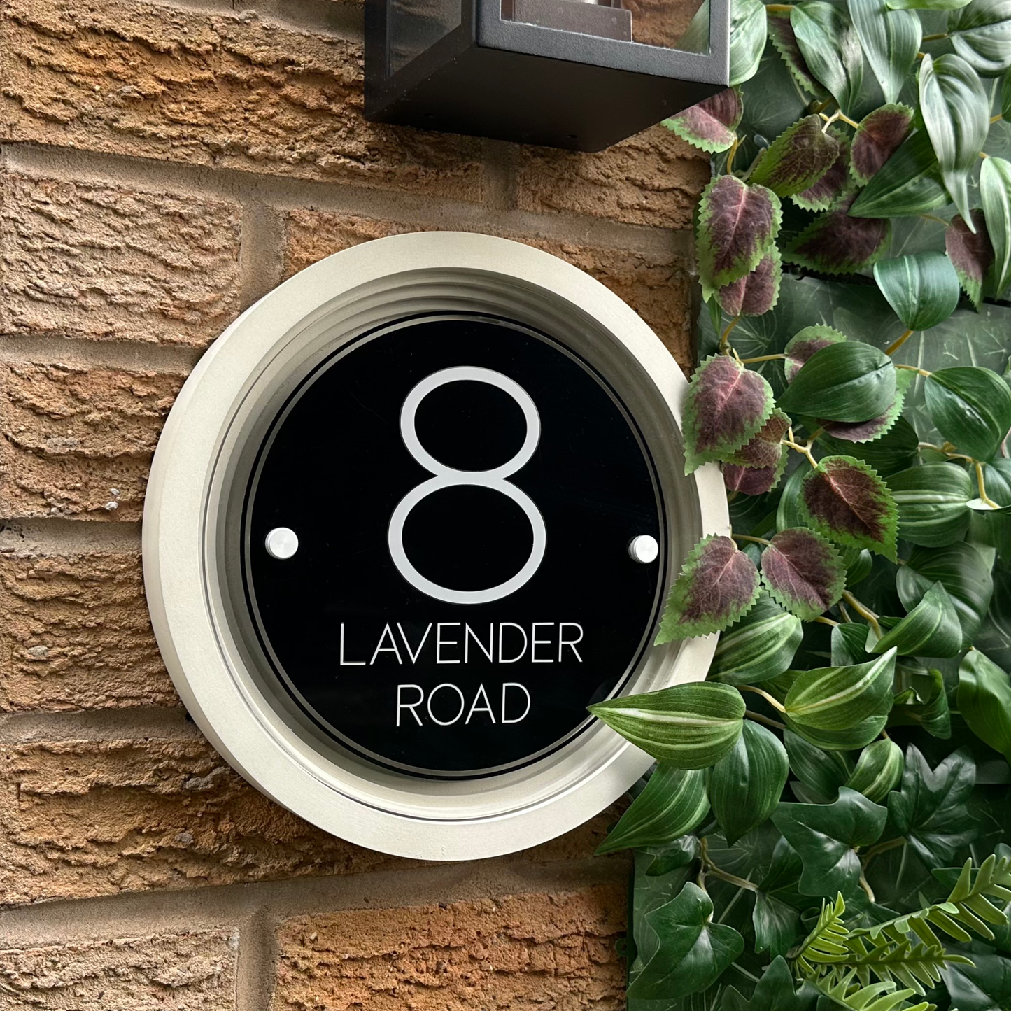 Signature Circulus | Personalised Designer House Sign with Acrylic Front & Portland Stone Coffered Back