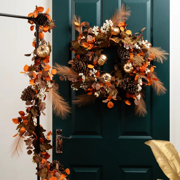 Brown & Gold Autumn Wreath - 45cm