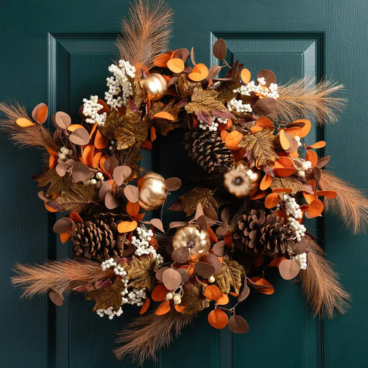 Brown & Gold Autumn Wreath - 45cm