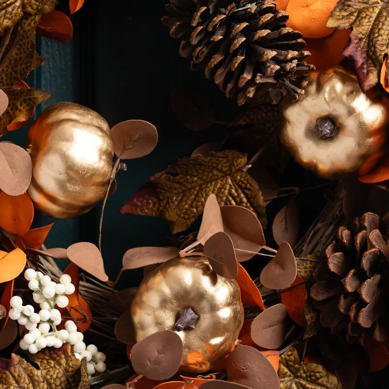 Brown & Gold Autumn Wreath - 45cm