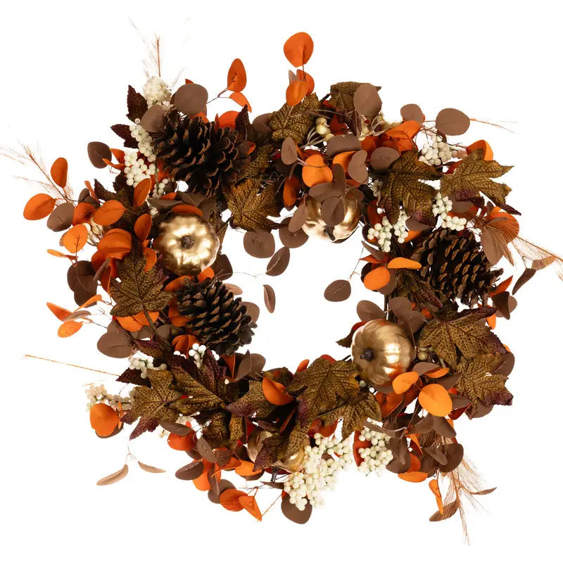 Brown & Gold Autumn Wreath - 45cm