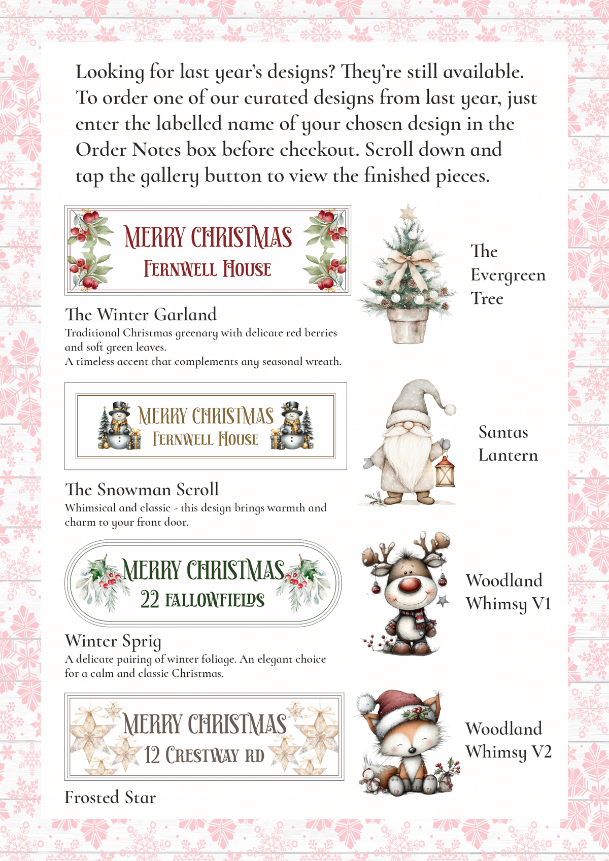 Decorative Personalised Christmas Front Panel – Edit Sign